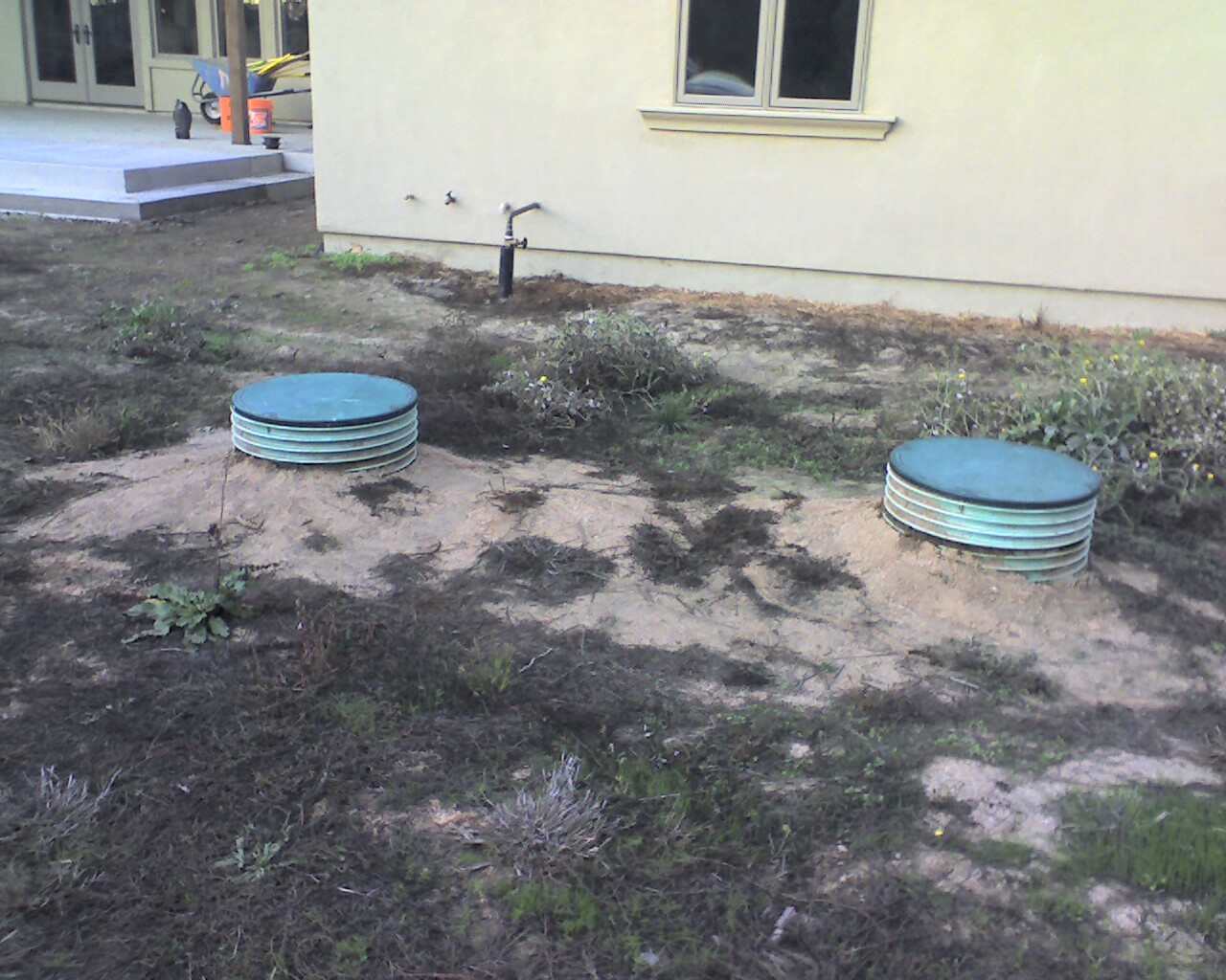 Pre-construction backyard with failed mound system Clarksburg Yolo County