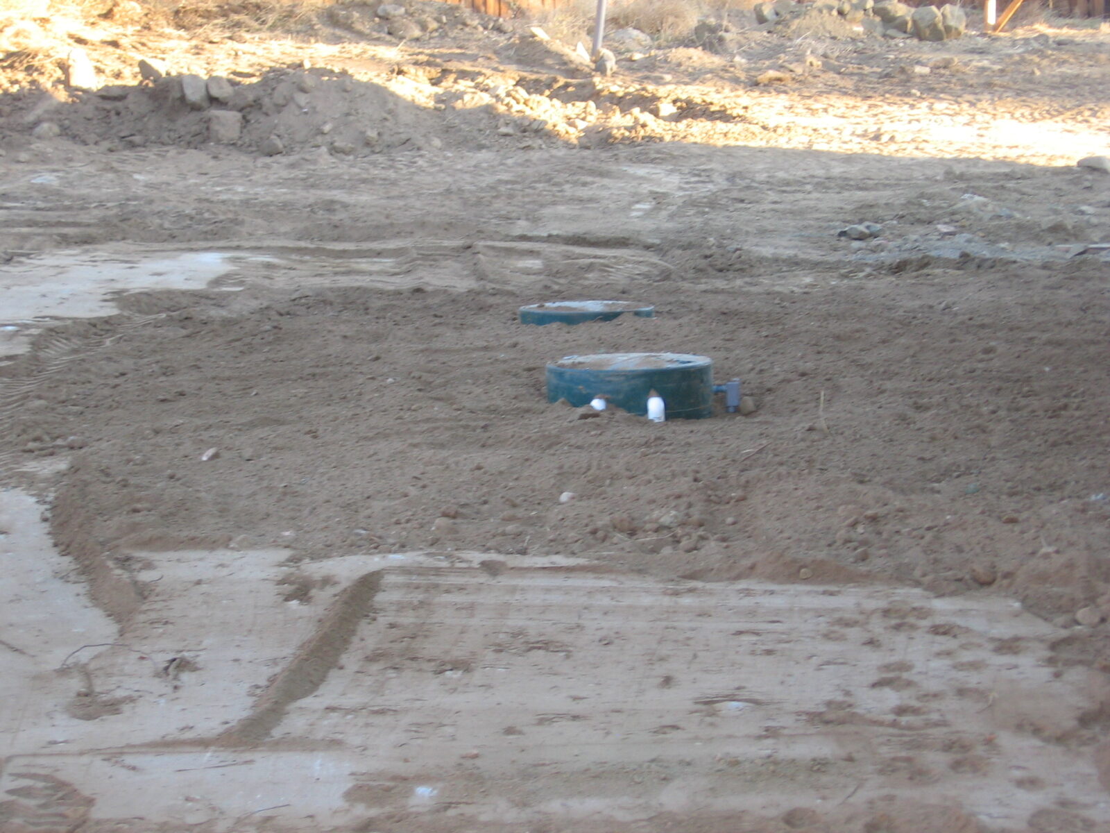 Hoot septic system installation progress solid rock site Ophir CA
